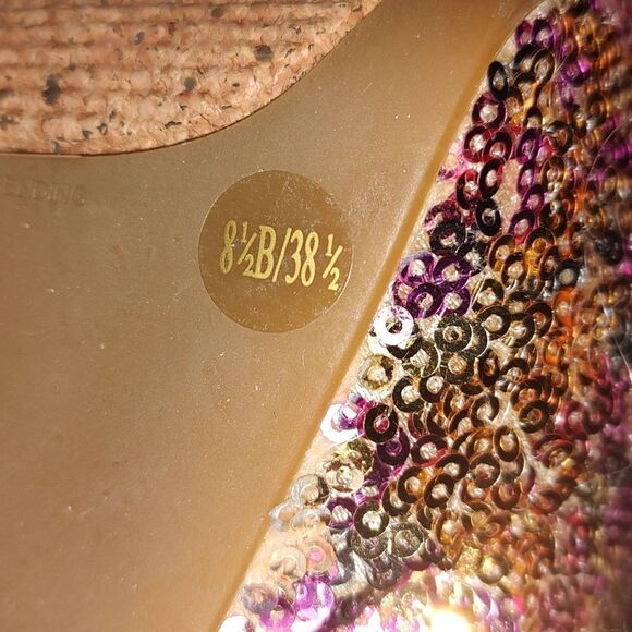 Jessica Simpson multi colored closed square toe sequin 5.5” pumps, size 8.5 - Picture 8 of 9